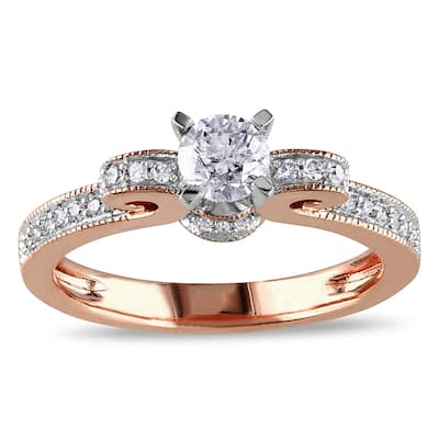 Miadora 14k Rose Gold 1/2ct TDW Diamond Bow Engagement Ring