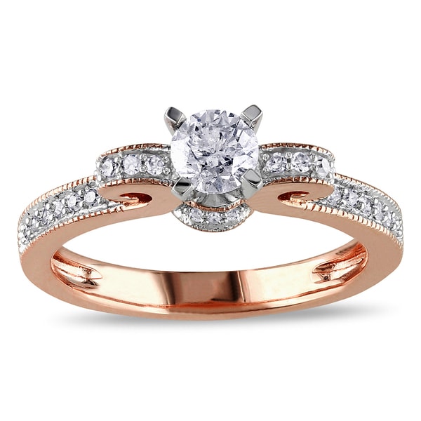 Shop Miadora 14k Rose Gold 1/2ct TDW Diamond Bow Ring (H-I, I2-I3 ...