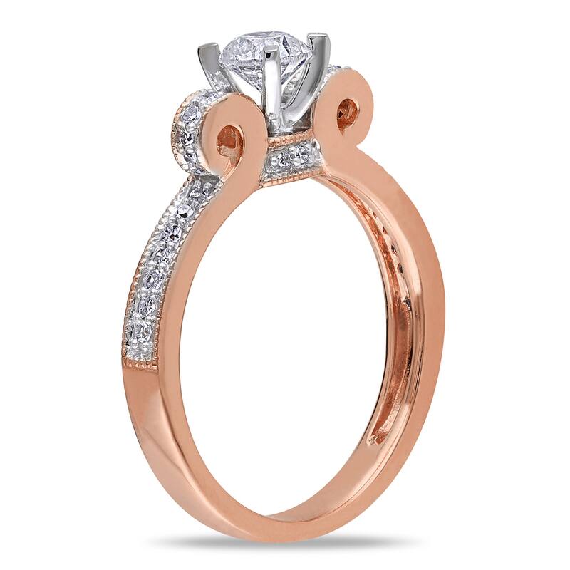 Miadora 14k Rose Gold 1/2ct TDW Diamond Bow Engagement Ring