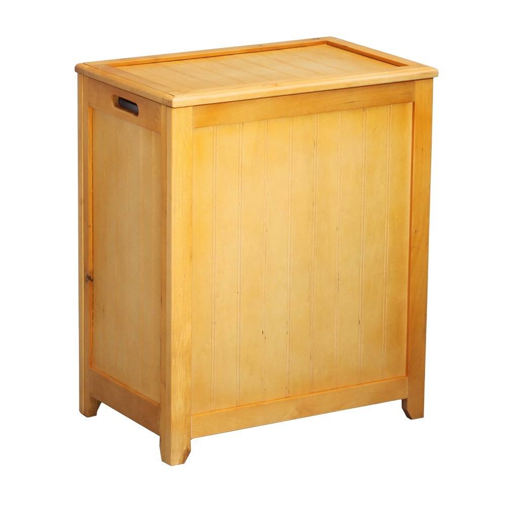 Natural-finished Rectangular Wood Laundry Hamper with Interior Bag 1095