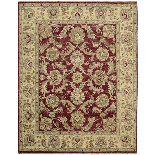 Nourison Hand knotted Tajik Red/ Beige Wool Rug (79 X 99)