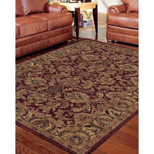 Nourison Hand-tufted Caspian Burgundy Wool Rug (5' x 8') - 5' x 8'