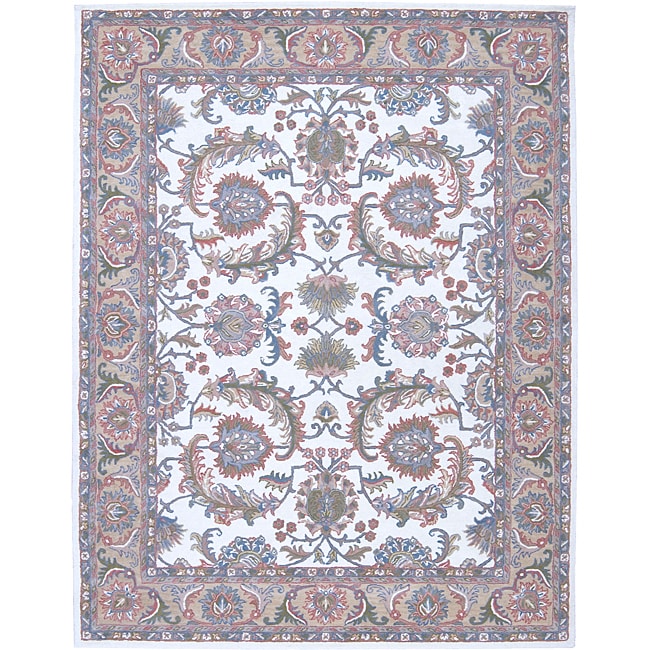 Nourison Traditional Hand tufted Caspian Ivory Wool Rug (8 X 106)