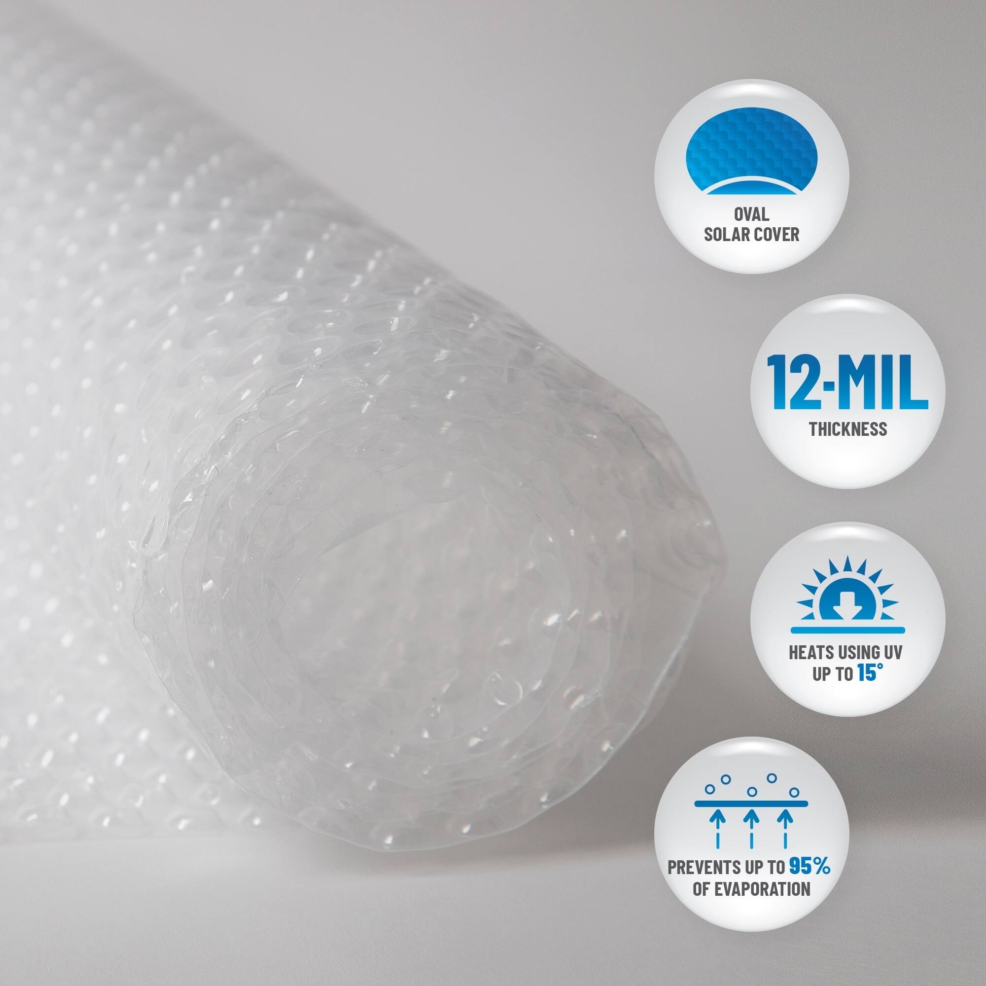 Blue Wave 12mil Solar Blanket for Oval AboveGround Pools Clear