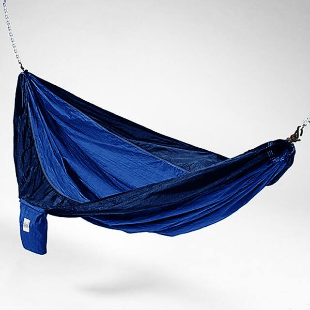 Parachute Silk Waterproof Two-person Hammock with Stuff Sack - Dark Blue / Light Blue
