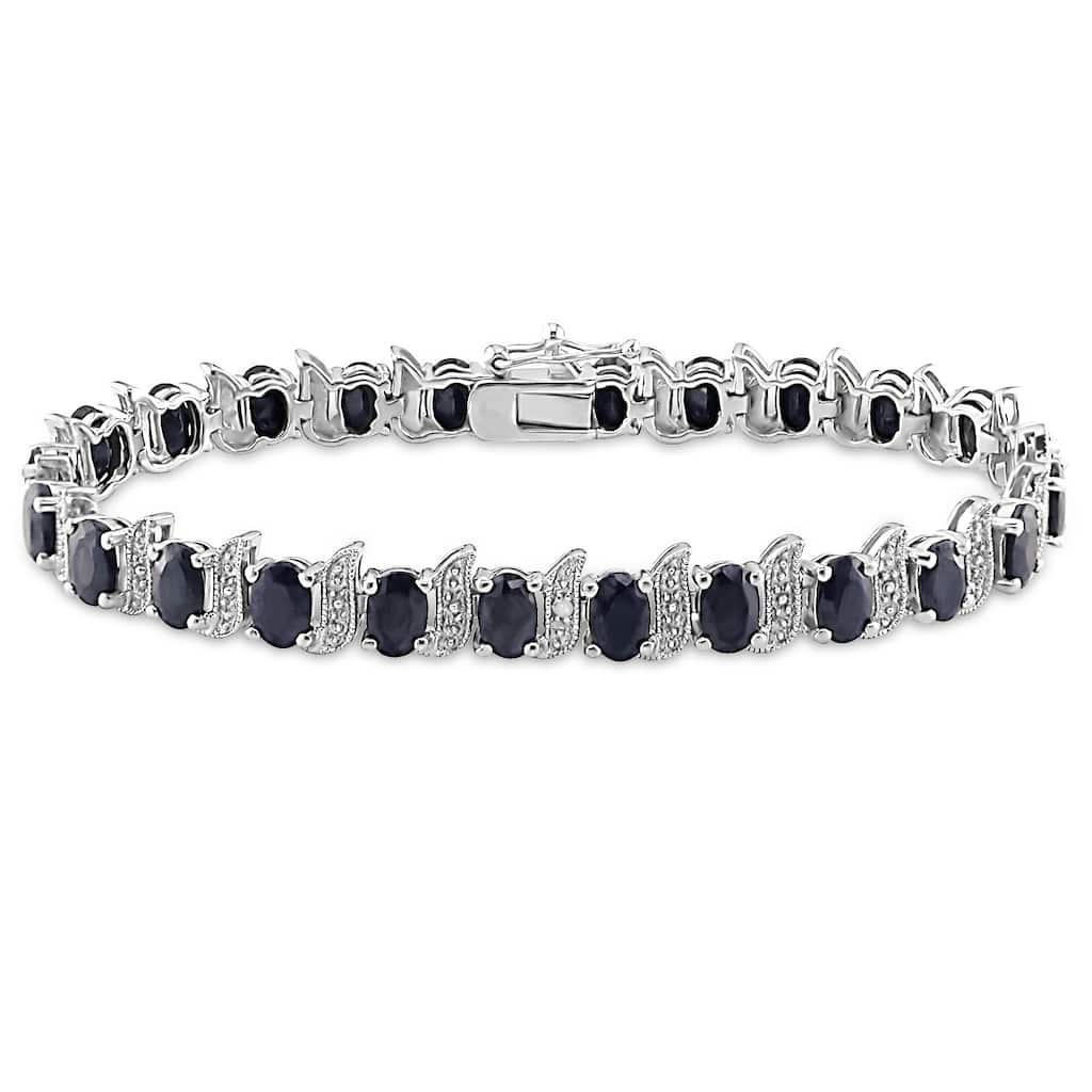 Miadora Silver Created Gemstone and Diamond Accent Tennis Bracelet