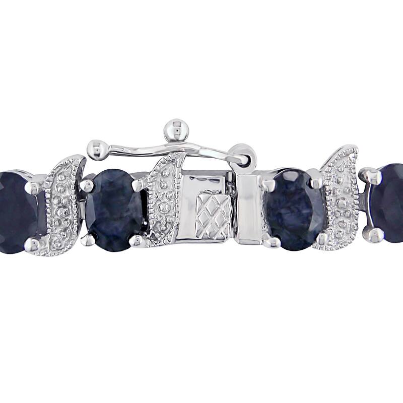 Miadora Silver Created Gemstone and Diamond Accent Tennis Bracelet