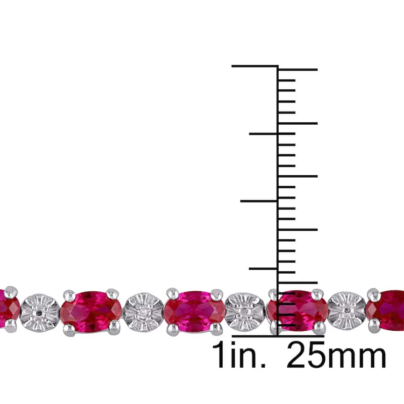 Miadora Sterling Silver Created Ruby and Diamond Accent Tennis Bracelet