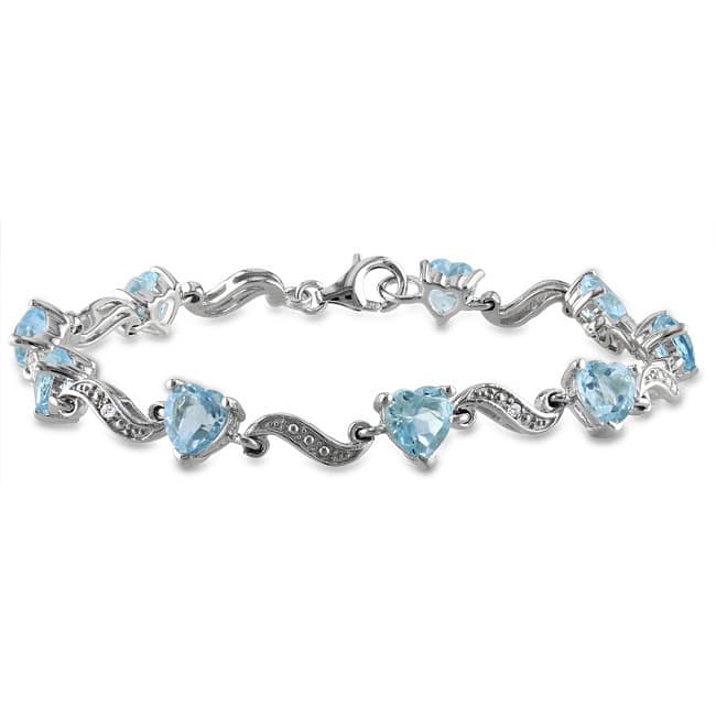 Miadora Sterling Silver Blue Topaz and Diamond Accent Bracelet