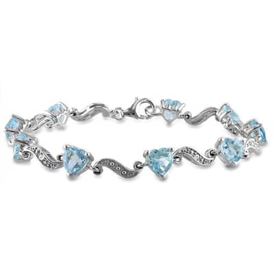 Miadora Sterling Silver Blue Topaz and Diamond Accent Bracelet
