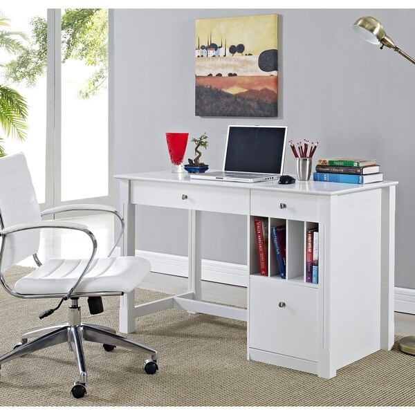 Deluxe White Wood Computer Desk - Overstock Shopping - Great Deals on Desks