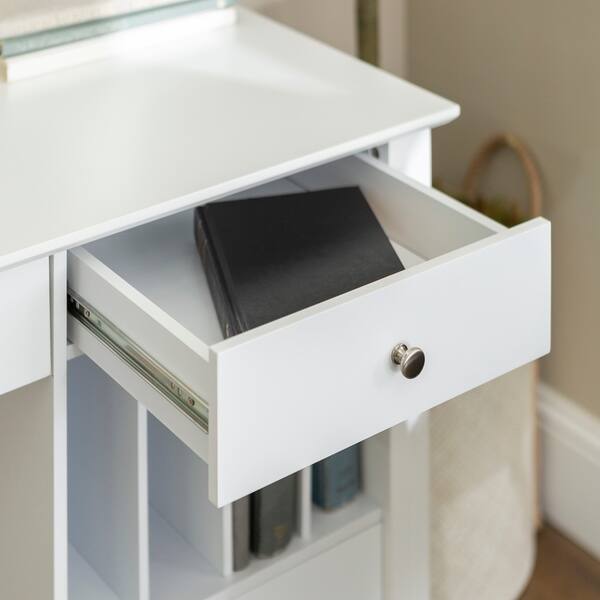 Shop 48 Inch White Computer Storage Desk With Small Hutch