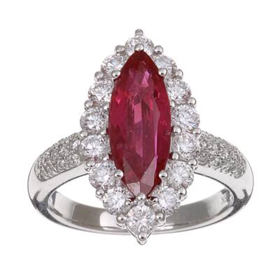 Kabella 18k White Gold Marquise Ruby and 1 3/8ct TDW Diamond Ring (G-H, VS-SI)