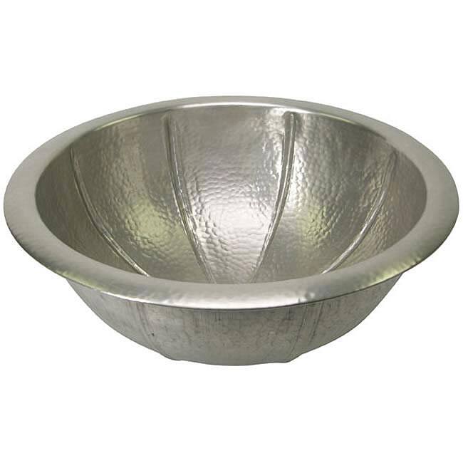Fluted Round Copper Self Rim Pewter Finish Lavatory Sink