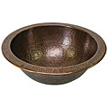 Large Round Copper Flat Lip Antique Finish Bathroom Sink