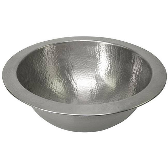 Large Round Copper Flat Lip Pewter Finish Bathroom Sink