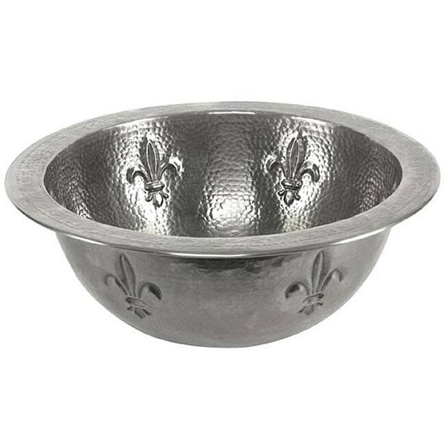 Fleur de Lis Copper Flat Lip Pewter Finish Bathroom Sink