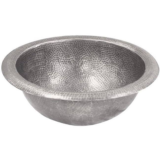 Medium Round Copper Self Rim Pewter Finish Bathroom Sink