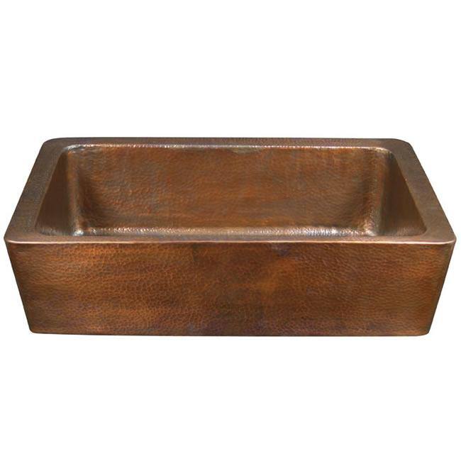 Single-bowl Copper Antique-finish Farmhouse Kitchen Sink