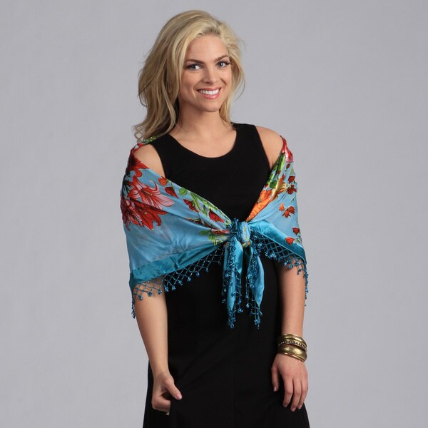 Shop Embroidered Floral Silk Shawl Free Shipping Today Overstock