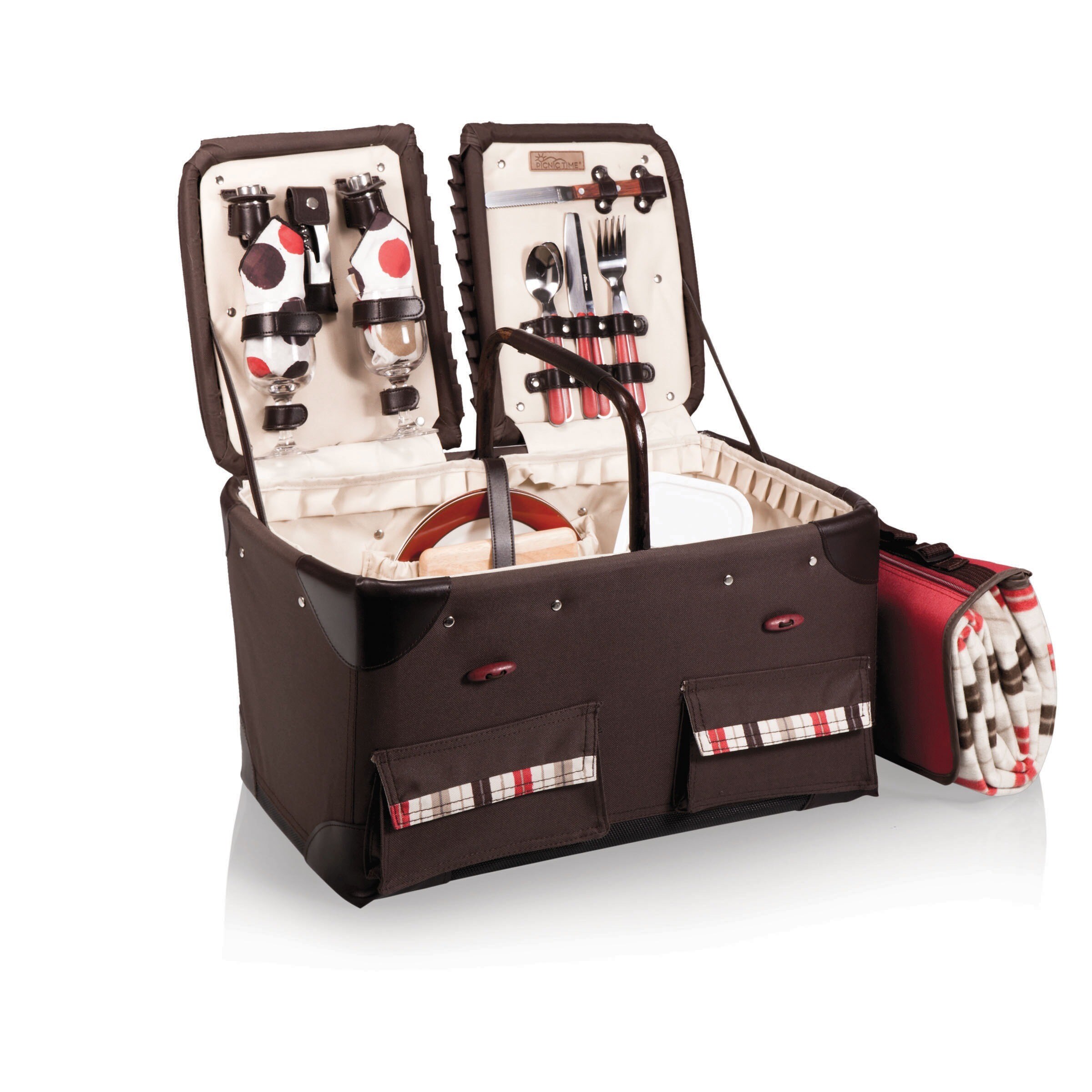 Shop Picnic Time Pioneer Moka Canvas Picnic Basket Free Shipping