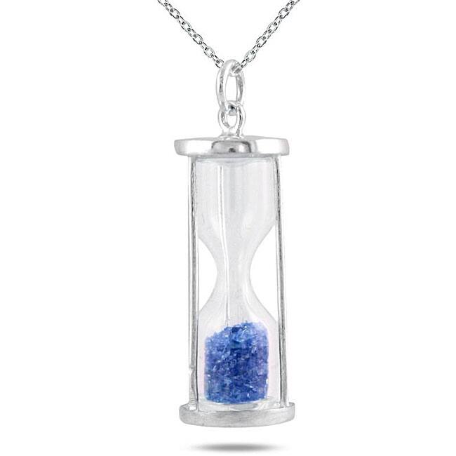Marquee Jewels Sterling Silver 'Time in a Bottle' Sapphire September Birthstone Necklace