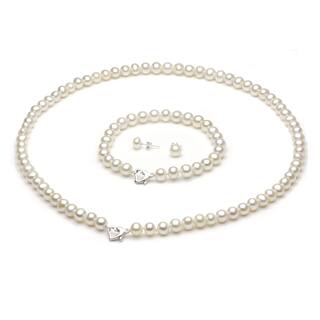 Pearl Jewelry Sets Find Great Deals Ping At Davonna Sterling Silver Freshwater Pearl Necklace Bracelet And Earring Set 18 White