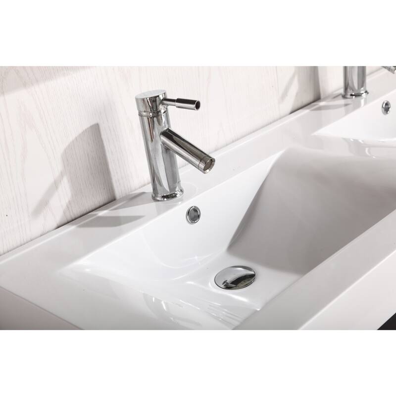 Design Element Citrius Espresso Double Sink Bathroom Vanity with Mirror