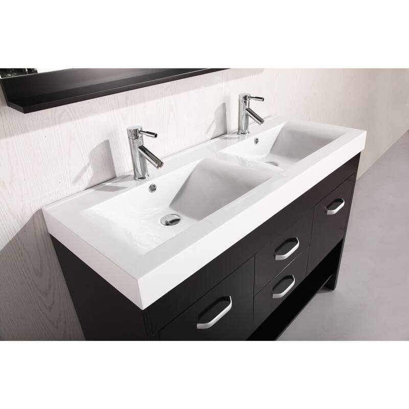 Design Element Citrius Espresso Double Sink Bathroom Vanity with Mirror