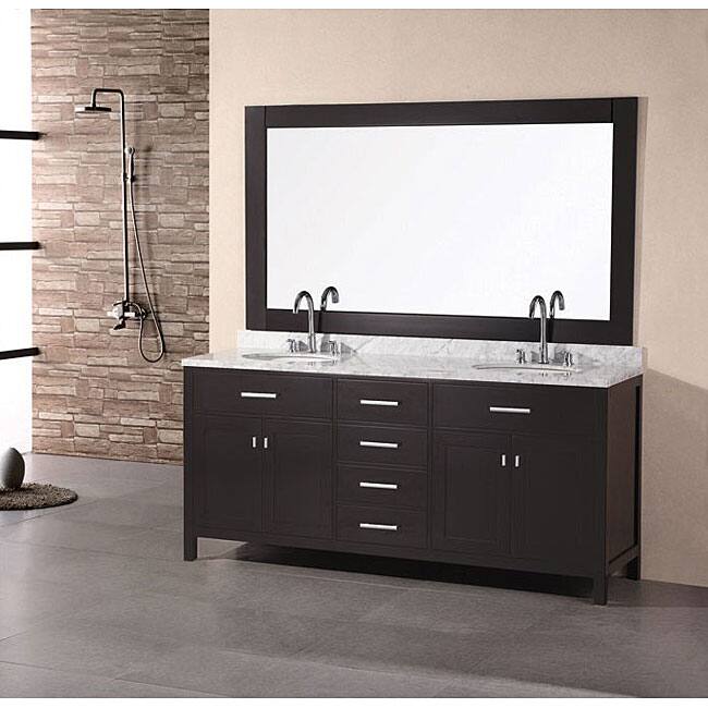 Design Element London 72" Double Sink Vanity Set in Espresso