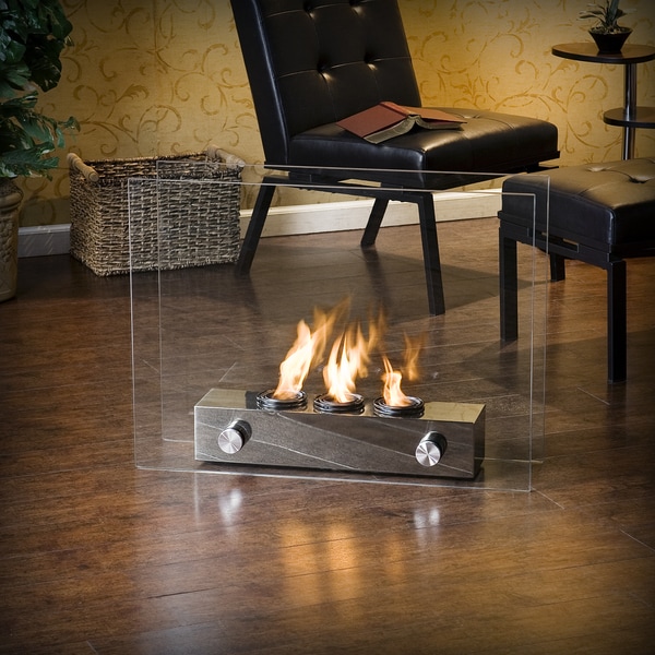 Loft Brushed Nickel Portable Indoor/ Outdoor Fireplace. Opens flyout.