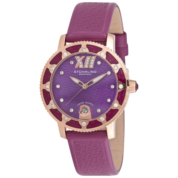 Stuhrling Women's 'Lady Marina' Plum Leather Watch Stuhrling Original Women's Stuhrling Original Watches