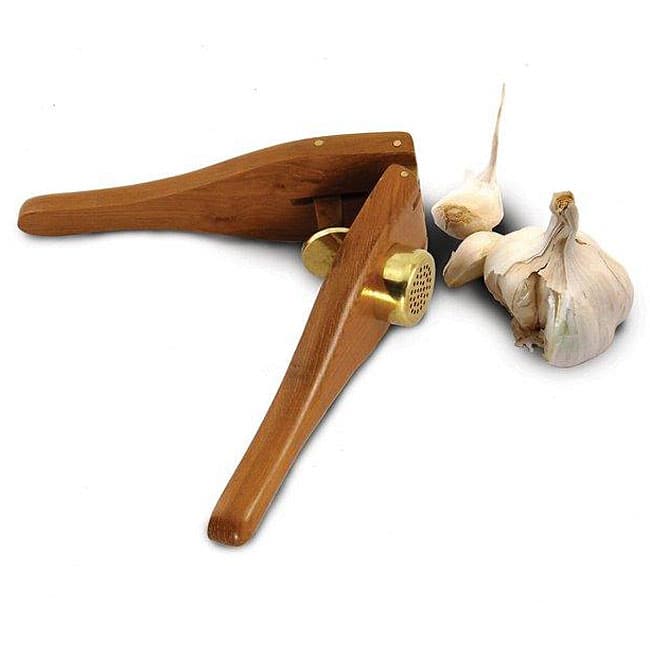 Handmade EcoTeak Lacquer-finished Wood Garlic Press (Thailand)