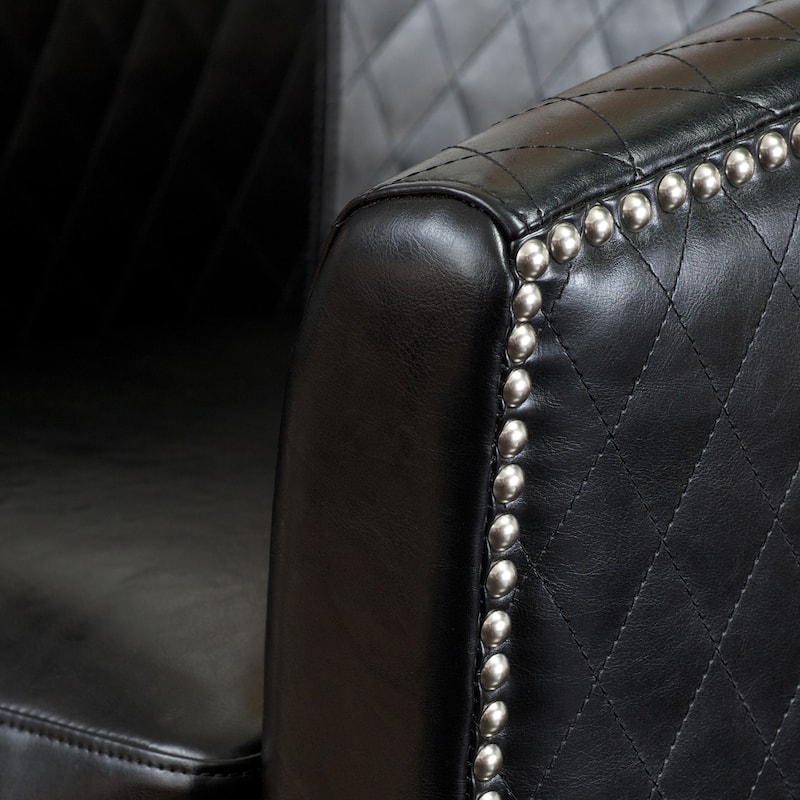 Christopher Knight Home Mia Black Bonded Leather Quilted Club Chair