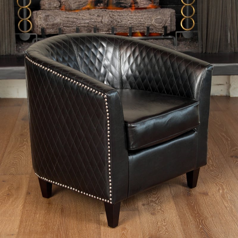 Christopher Knight Home Mia Black Bonded Leather Quilted Club Chair - Black