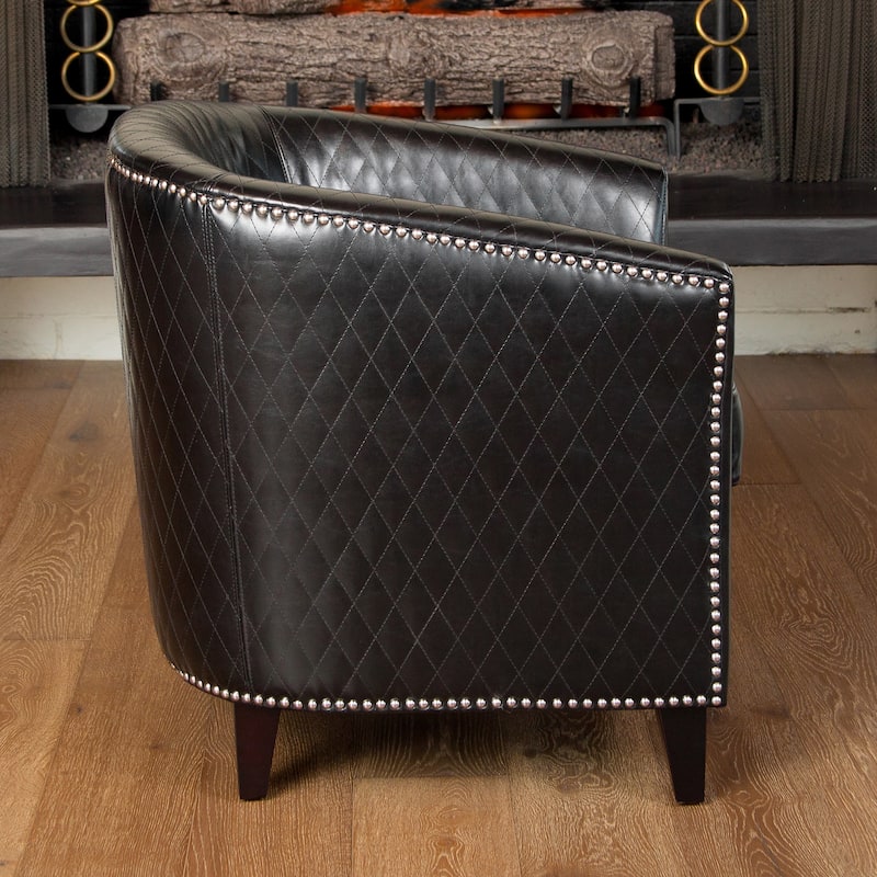 Christopher Knight Home Mia Black Bonded Leather Quilted Club Chair