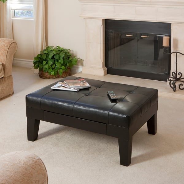 slide 7 of 6, Chatham Black Bonded Leather Storage Ottoman by Christopher Knight Home Black