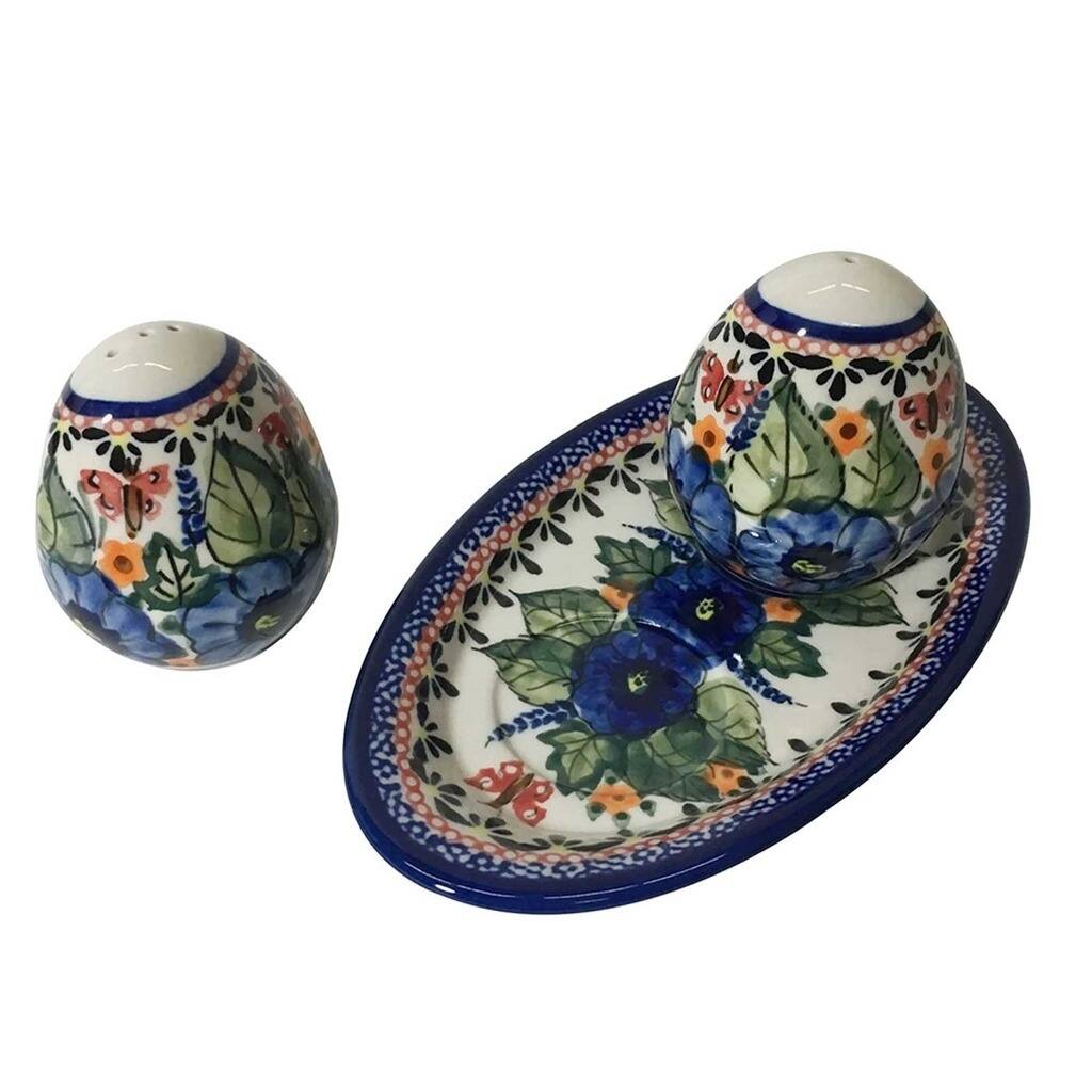 Handmade Stoneware Salt and Pepper Shaker Set (Poland)