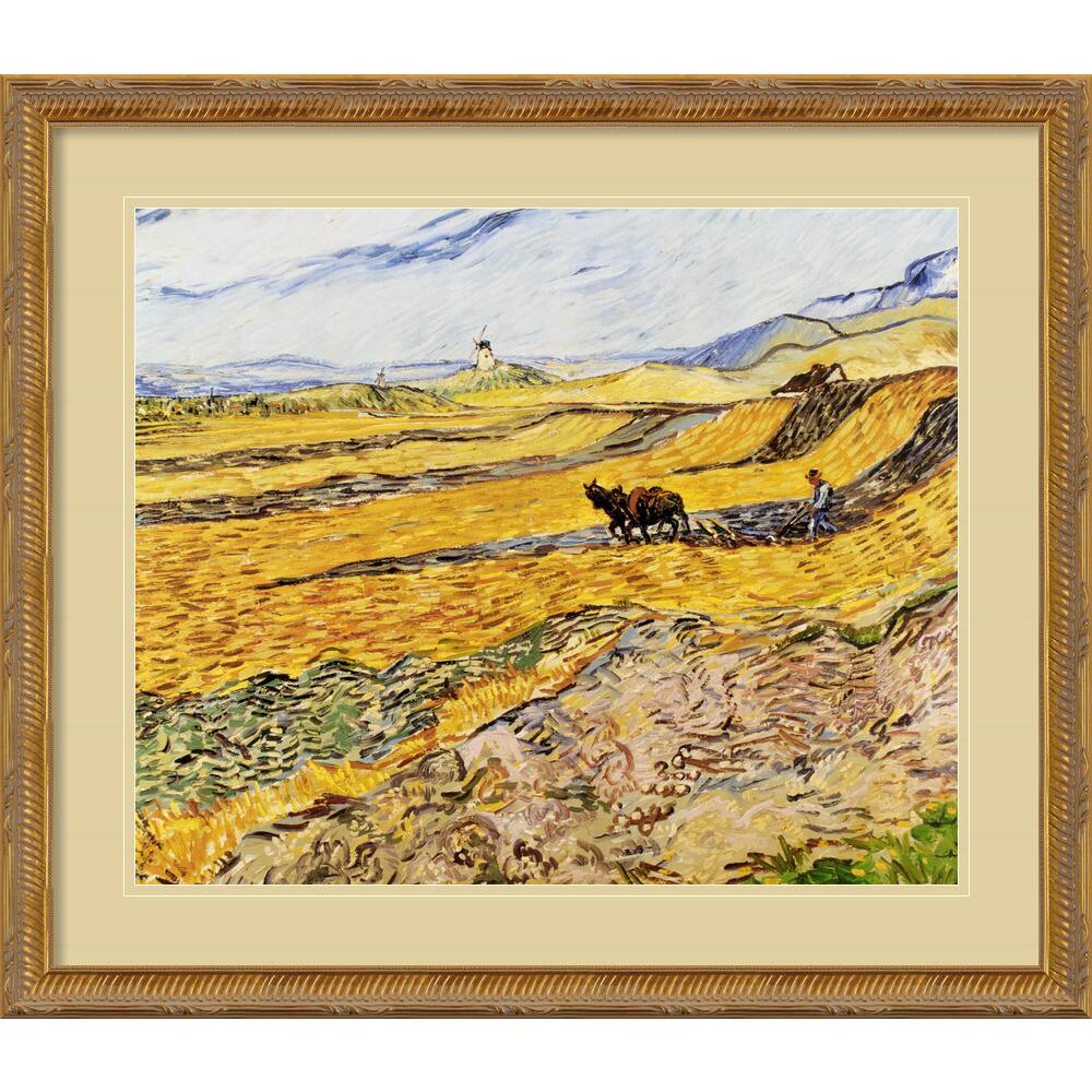 Vincent Van Gogh Enclosed Field with Ploughman Framed Art Print