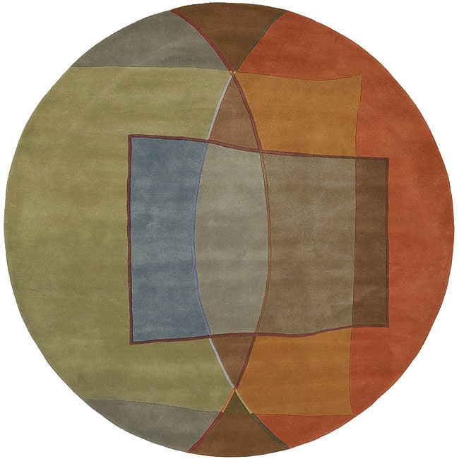 Hand tufted Multi Colored Contemporary Callio New Zealand Wool Abstract Rug (79 Round)