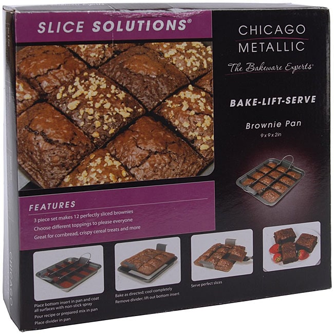 Chicago Metallic Gold Aluminum Slice Solutions Covered Brownie Pan