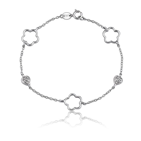 Collette Z Sterling Silver Heart and Open clover Bracelet Collette Z Cubic Zirconia Bracelets