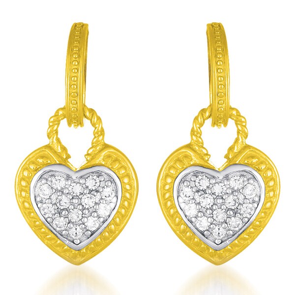 Collette Z Sterling Silver And Yellow Gold Vermeil Clear Cz Collette Z Sterling Silver And Yellow Gold Vermeil Clear Cz Heart Earrings
