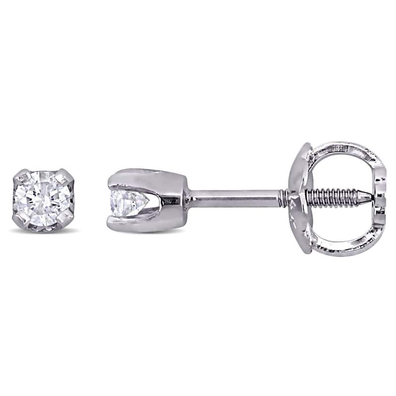 Miadora 14k Gold 1/10ct TDW Diamond Stud Baby Earrings - White