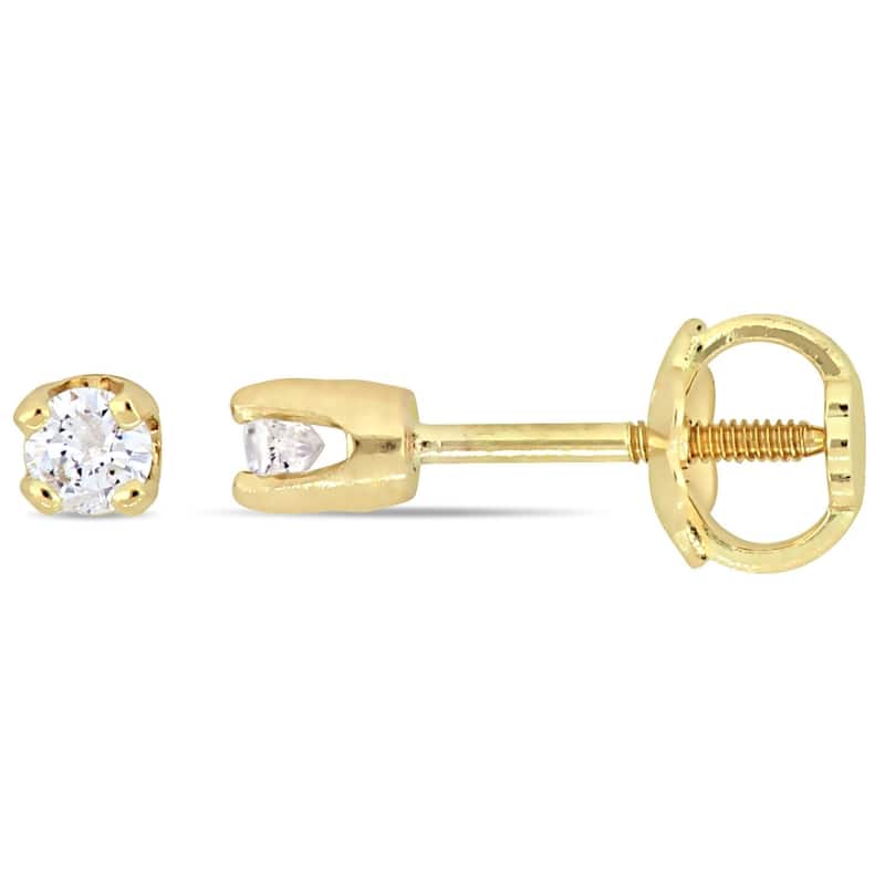 Miadora 14k Gold 1/10ct TDW Diamond Stud Baby Earrings - Yellow