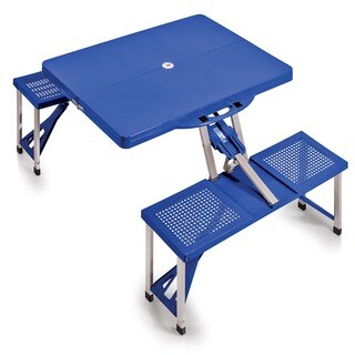 Picnic Time Blue Folding Table with Seats