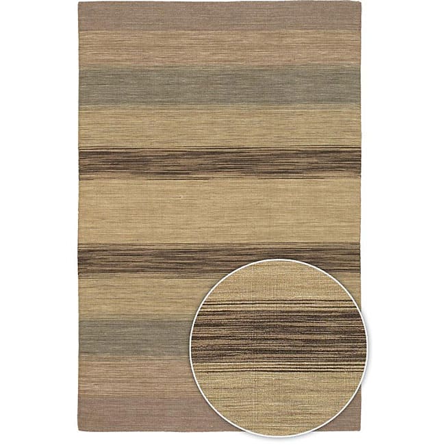 Artist's Loom Hand-woven Casual Stripes Wool Rug (7'9x10'6)