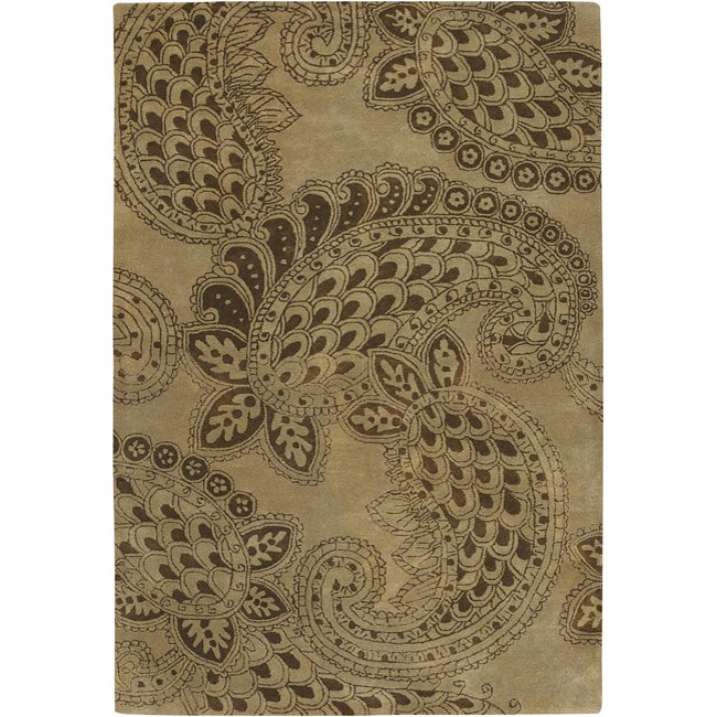 Hand tufted Mandara Beige Wool Area Rug (5 X 76)