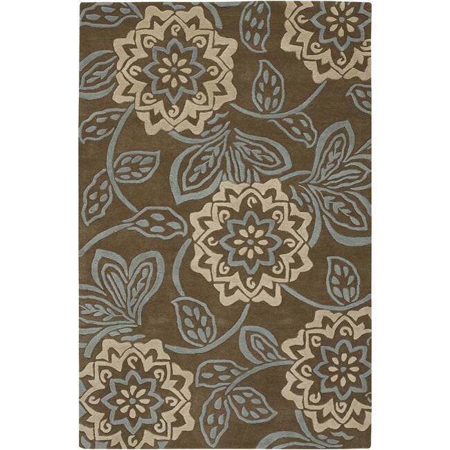 Artist's Loom Hand-tufted Transitional Floral Wool Rug (5'x7'6) - 5' x 7'6