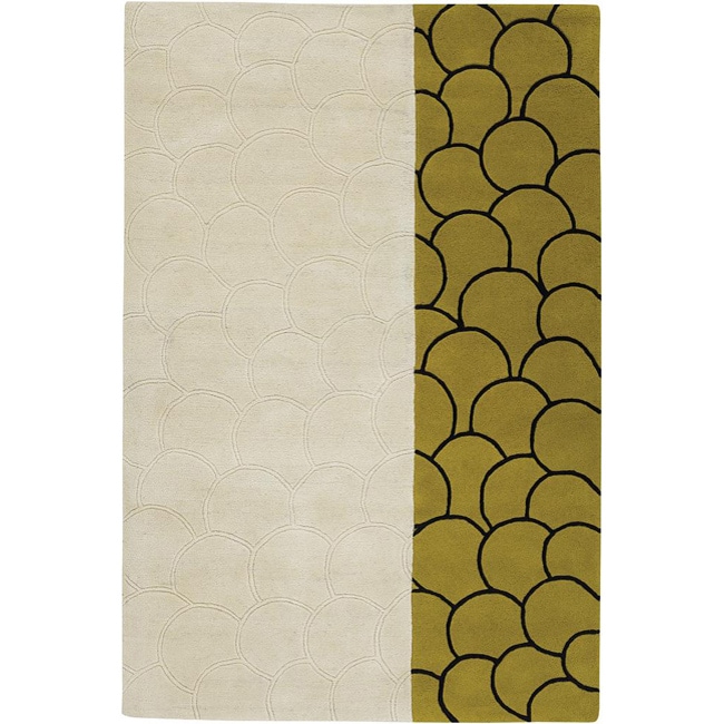 Hand tufted Mandara Beige Wool Area Rug (79 X 106)